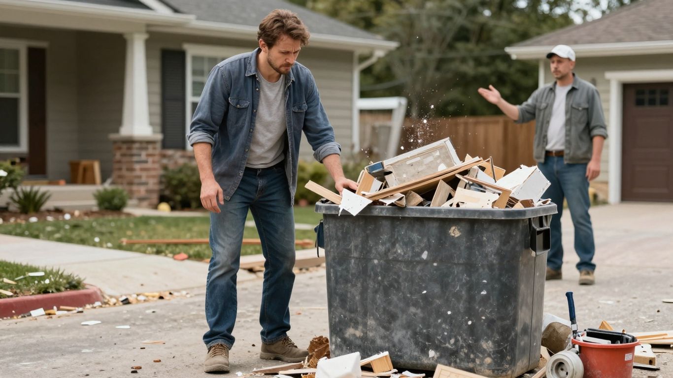 Homeowner disputes bin rental with contractor during renovation.