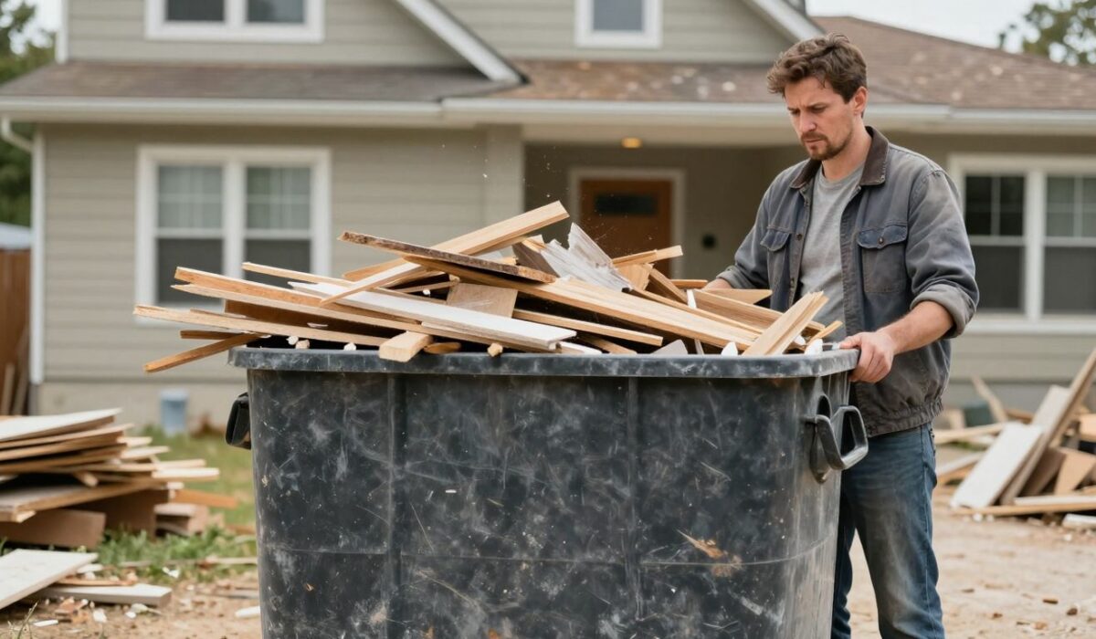 Homeowner disputes bin rental over renovation debris.