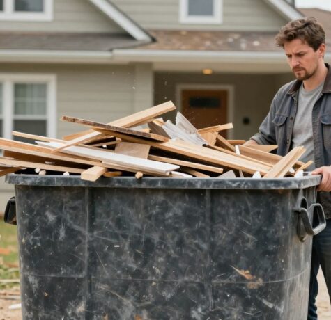 Homeowner disputes bin rental over renovation debris.