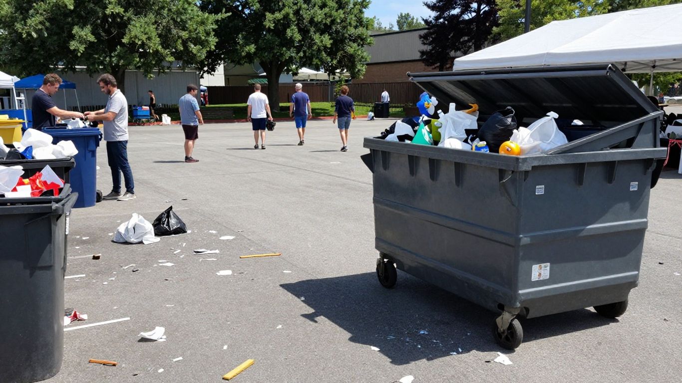 Event cleanup with rental bins and trash removal services.