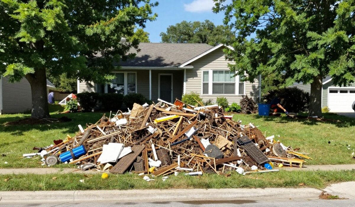 Homeowner clearing yard waste in Ottawa