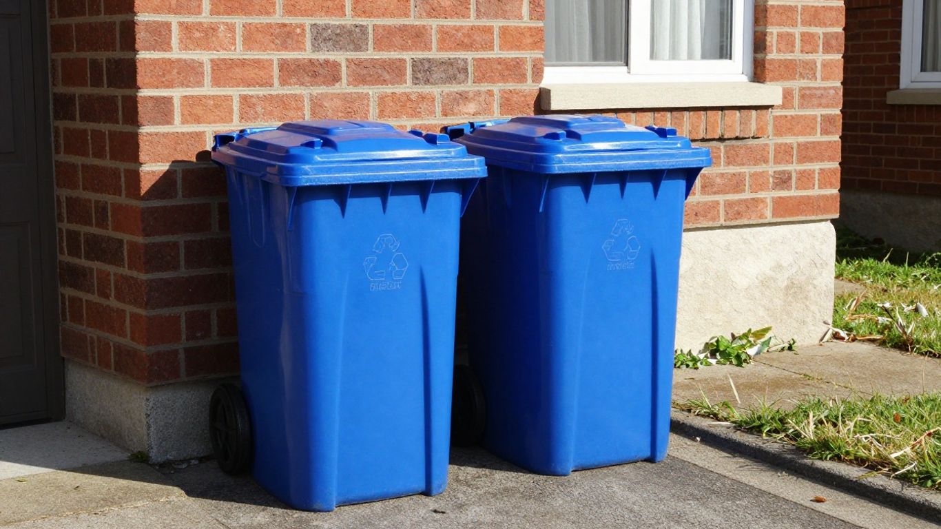 Residential trash bins on curb